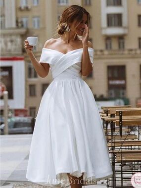 Off-Shoulder White Midi Dress